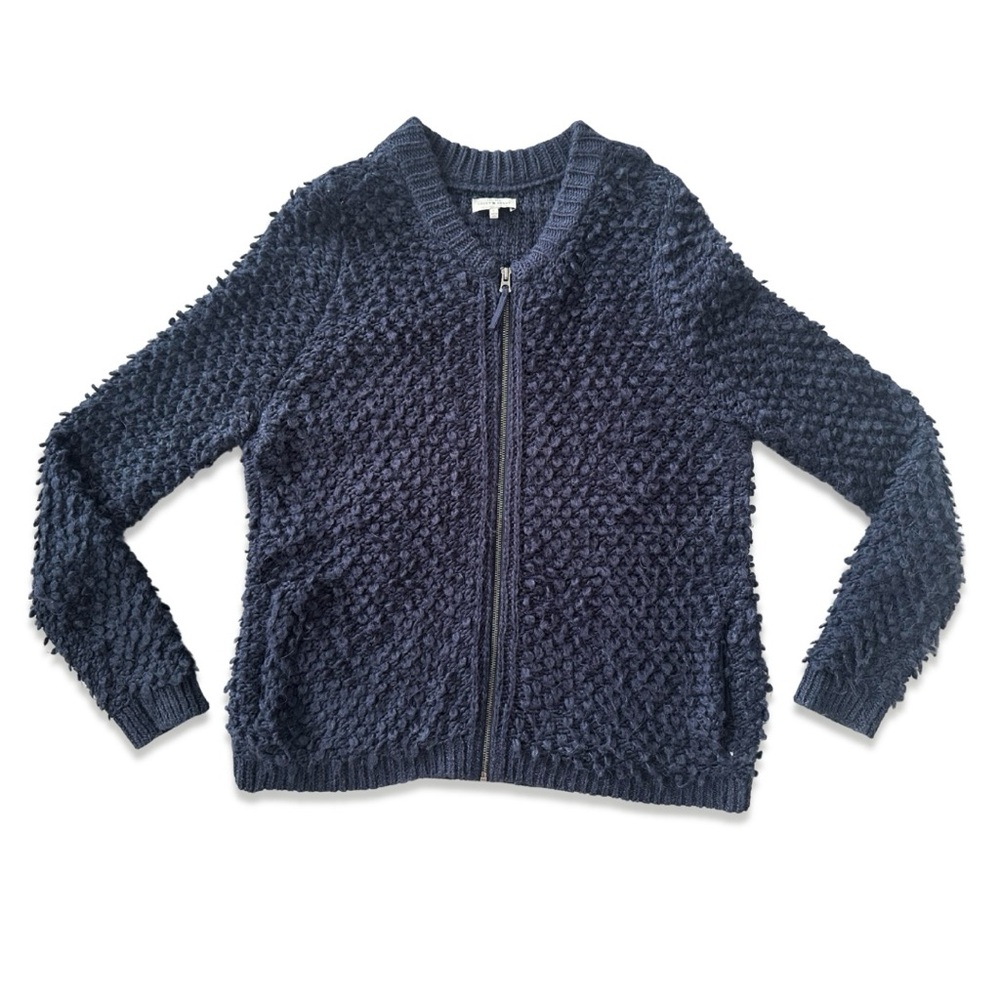🏷️*Price Drop* Lucky Brand Blue Alpaca & Wool Knit Zip Up Sweater Jacket Size L